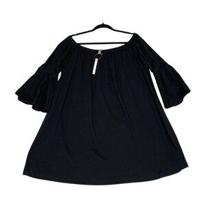 ASOS Black Off Shoulder Mini Dress Bell Sleeves Size 14 NWT